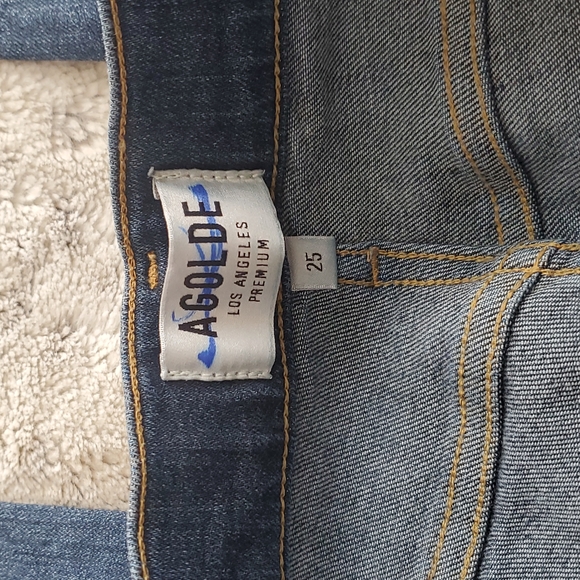 Agolde Dark Medium Wash Mid Rise Skinny Blue Jeans Size 25 Waist 25 Inches - Picture 3 of 6